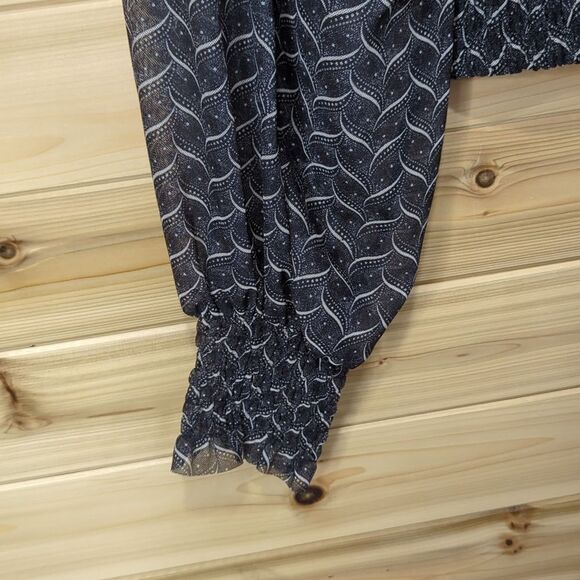 Anthropologie Top Womens Small Black Smocked Long Sleeve Blouse - Picture 5 of 11